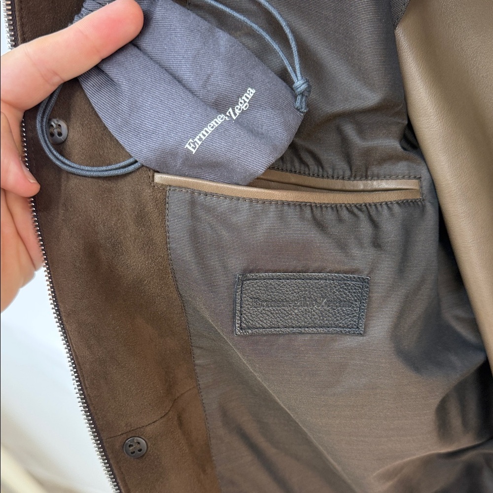 Ermenegildo Zegna Chocolate Suede Bomber Jacket - Picture 6 of 7